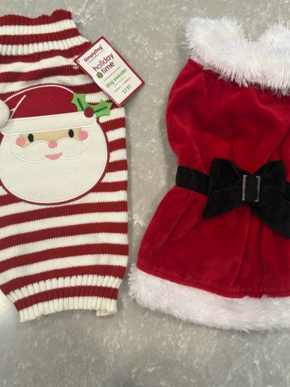 Christmas Dog Clothes Lot Small SimplyDog Santa Sweater Mrs Claus Dress Size S